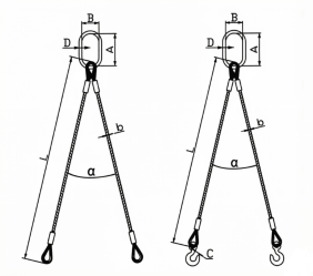Drawing og Double Leg Wire Rope Sling