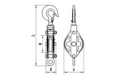 drawing-of-clgr®-closed-type-pulley-block-single-sheave-with-hook-7511-china-supplier