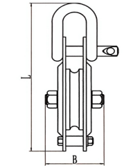 Drawing of CLGR® Rigging Block With D Shackle