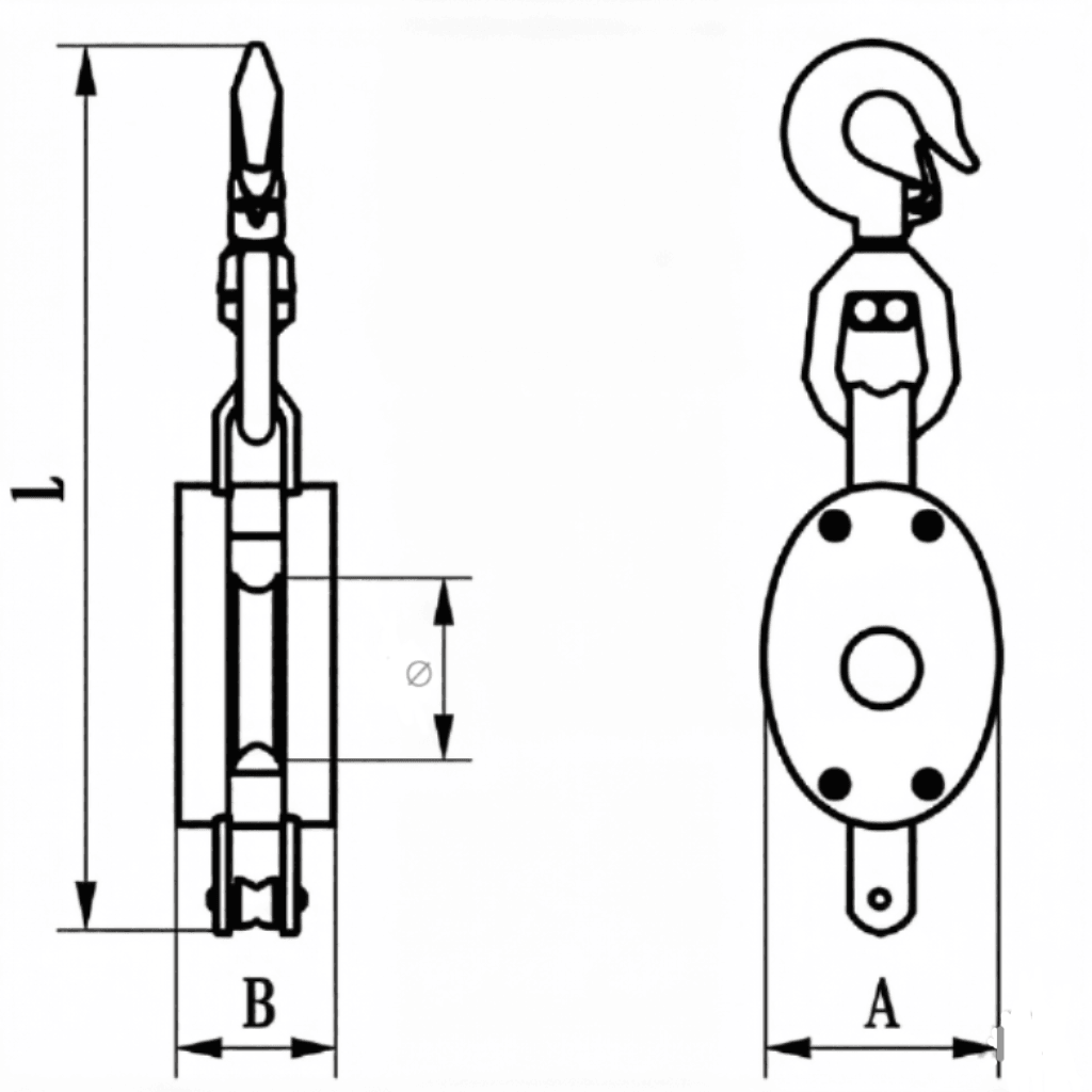 Specifications of CLGR® Regular Wood Block Single Sheave with Swivel Hook Specifications of CLGR® Regular Wood Block Single Sheave with Swivel Hook