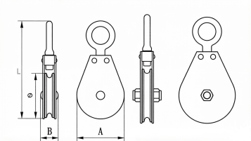 Drawing of CLGR® Swivel Eye Single Sheave Block Pulley Drawing of CLGR® Swivel Eye Single Sheave Block Pulley
