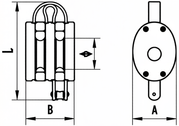 Specifications of Regular Wood Block Double Sheave Without Shackle