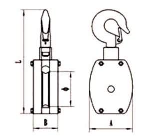 Drawing of CLGR® JIS Ship Wooden Block Single With Hook
