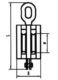 Drawing of CLGR® JIS Wooden Pulley Block with Eye Double Sheave Drawing of CLGR® JIS Wooden Pulley Block with Eye Double Sheave