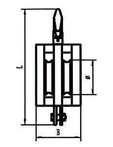 Drawing of CLGR® JIS Wooden Pulley Block with Eye Single Sheave Drawing of CLGR® JIS Wooden Pulley Block with Eye Single Sheave