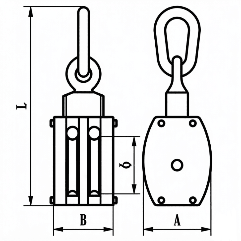Drawing of JIS Ship Wooden Block With Link Double Sheave Drawing of JIS Ship Wooden Block With Link Double Sheave