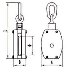 Drawing of CLGR® JIS Ship Wooden Block With Link Single Sheave Drawing of CLGR® JIS Ship Wooden Block With Link Single Sheave