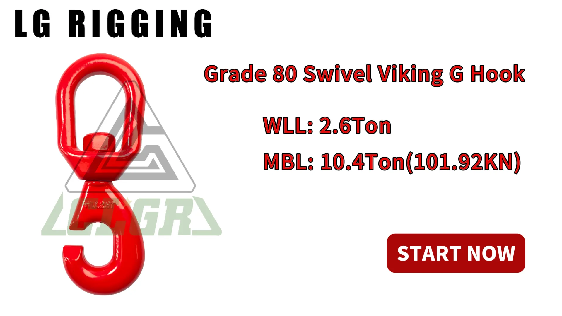 Breaking Test of WLL 2.6 Ton G80 Swivel Viking G Hook