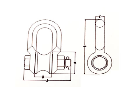 Drawing of CLGR® Roller Shackle Pulley Block