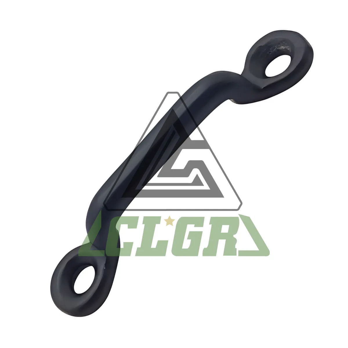 drawing of clgr® black coated footman loop strap staple