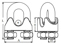 Drawing of CLGR® Stainless Steel Wire Rope Clips DIN741 Drawing of CLGR® Stainless Steel Wire Rope Clips DIN741