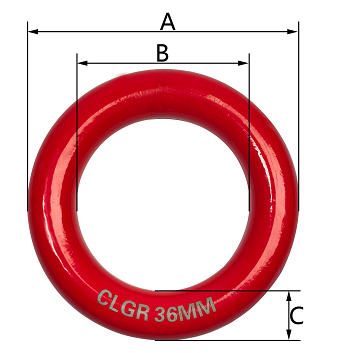 Drawing of CLGR® G80 Forged Alloy Round Ring Yellow Painted