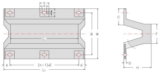 Drawing of CLGR® Super Arch Rubber Fenders V Type Drawing of CLGR® Super Arch Rubber Fenders V Type