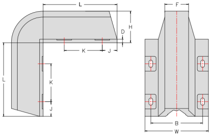 Drawing of CLGR® Corner Rubber Fenders Dock Fender Drawing of CLGR® Corner Rubber Fenders Dock Fender