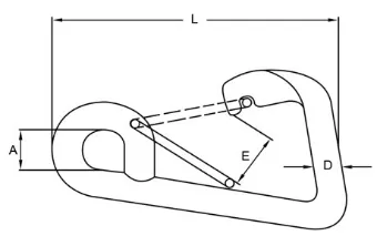 Drawing of CLGR® Stainless Steel Carabiner Spring Hook
