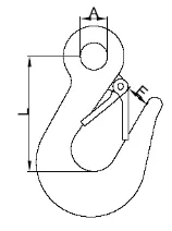 Drawing of CLGR® Stainless Steel Eye Slip Hook with Latch Drawing of CLGR® Stainless Steel Eye Slip Hook with Latch