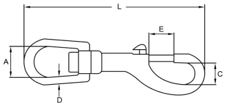 Drawing of CLGR® Swivel Eye Bolt Snap Stainless Steel Drawing of CLGR® Swivel Eye Bolt Snap Stainless Steel