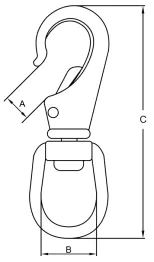 Drawing of CLGR® Swivel Eye Boat Snap Hook Stainless Steel