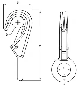 drawing of CLGR® Stainless Steel Fixed Eye Boat Snaps drawing of CLGR® Stainless Steel Fixed Eye Boat Snaps