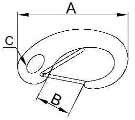 drawing of CLGR® Stainless Steel Egg Shape Spring Gate Snap Hook drawing of CLGR® Stainless Steel Egg Shape Spring Gate Snap Hook