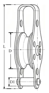Drawing of CLGR® Pulley Block With Nylon Sheave With Bracket Stainless Steel
