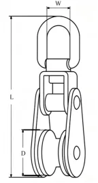 Drawing of CLGR® Block Sheave Stainless Steel Single Sheave Drawing of CLGR® Block Sheave Stainless Steel Single Sheave