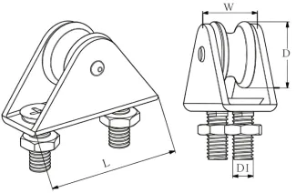 Drawing of CLGR® Rope Roll with Screw & Nylon Roll Stainless Steel Drawing of CLGR® Rope Roll with Screw & Nylon Roll Stainless Steel