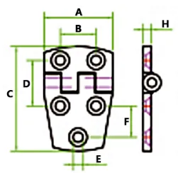 Drawing of CLGR® Stainless Steel Strap Hinge Offset Door Hinge 