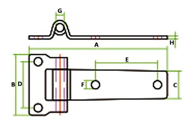 drawing-of-clgr®-stainless-steel-t-hinge-strap-hinge-with-four-holes-135mm drawing-of-clgr®-stainless-steel-t-hinge-strap-hinge-with-four-holes-135mm