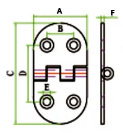 Drawing of CLGR® Stainless Steel Door Hinge Round Hinges 2×40×75mm Drawing of CLGR® Stainless Steel Door Hinge Round Hinges 2×40×75mm