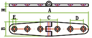 Drawing of CLGR® Stainless Steel Strap Hinge with Six Holes 28×152mm Drawing of CLGR® Stainless Steel Strap Hinge with Six Holes 28×152mm