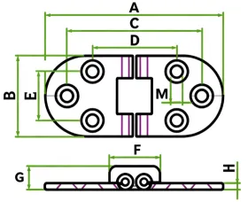 Drawing of CLGR® Stainless Steel Door Hinge Round Edge 30*66mm Drawing of CLGR® Stainless Steel Door Hinge Round Edge 30*66mm