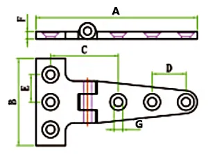 drawing-clgr®-stainless-steel-tee-hinge-strap-hinge-54*100mm drawing-clgr®-stainless-steel-tee-hinge-strap-hinge-54*100mm