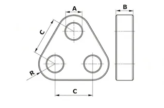 Drawing of CLGR® Triangle Plate Delta Plate Triangle Towing Plates Drawing of CLGR® Triangle Plate Delta Plate Triangle Towing Plates