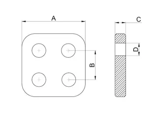 Drawing of CLGR® Aquaculture Mooring Connection Plate Four-Eyes Plate Drawing of CLGR® Aquaculture Mooring Connection Plate Four-Eyes Plate