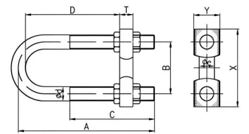 Chain Tensioner U-Adjuster Dogbone Shackle Tensioner Drawing